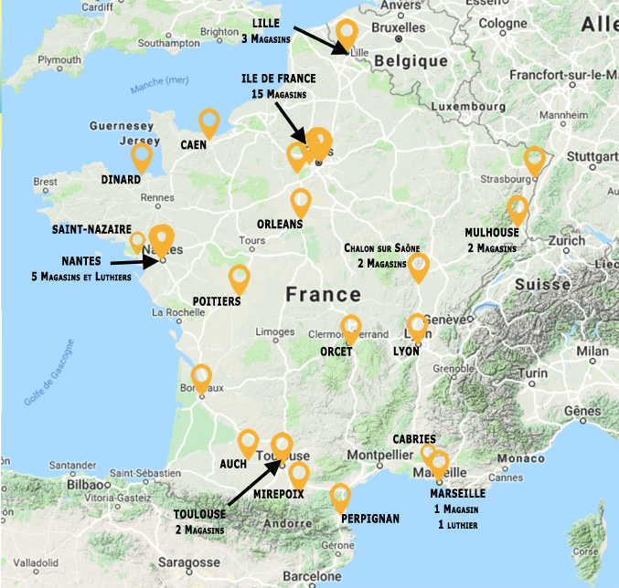 Nombre de magasins et luthiers en 2019 - Osez la musique